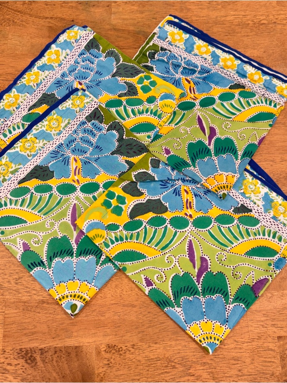 Pottery Barn Floral Cotton Cloth Napkins Colorful Floral Boho Summer